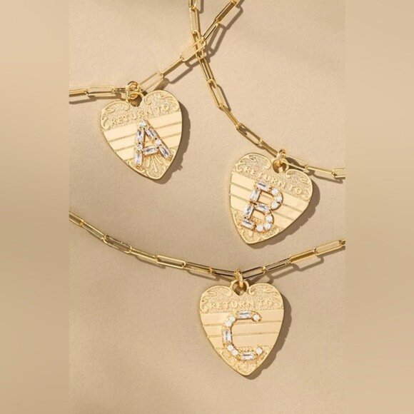 NWT Letter R - Anthropologie Monogram Heart Charm Necklace (NWT US$ 52) - Picture 4 of 16
